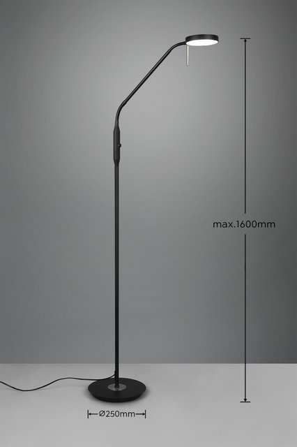 Monza LED leselampe gulv 145cm sort, bilde 7 av 9