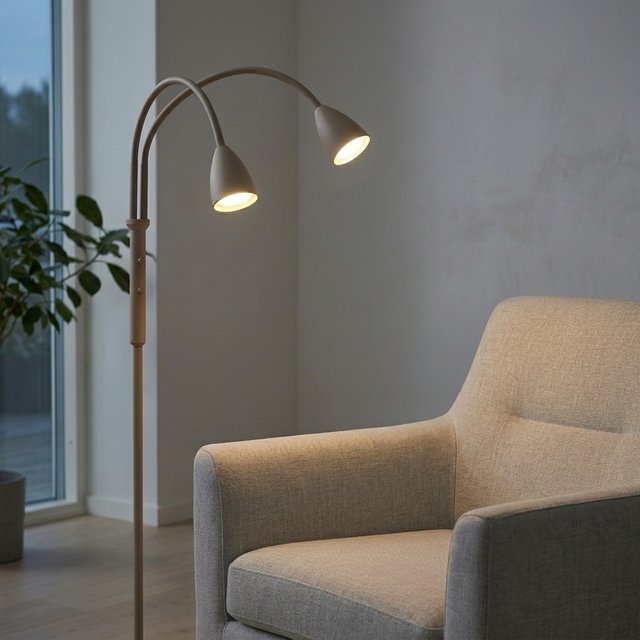 Lina leselampe gulv 2lys 150cm beige, bilde 1 av 9