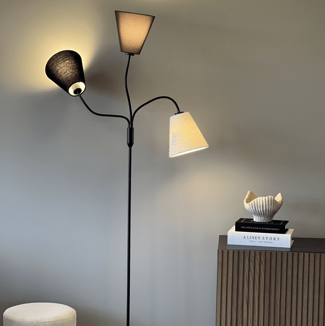 Felicia Trio gulvlampe uten skjermer 3lys 150cm sort 2