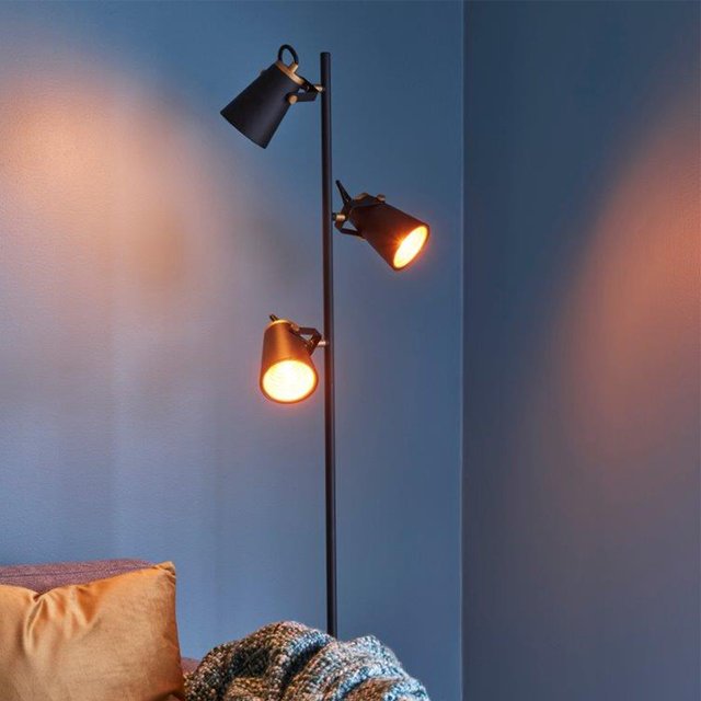 Edward leselampe gulv 3lys 160cm sort, bilde 1 av 5