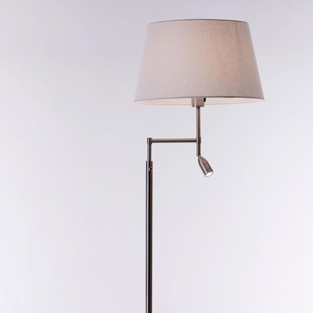 Kasper gulvlampe m/lesearm 156cm stål, bilde 1 av 2