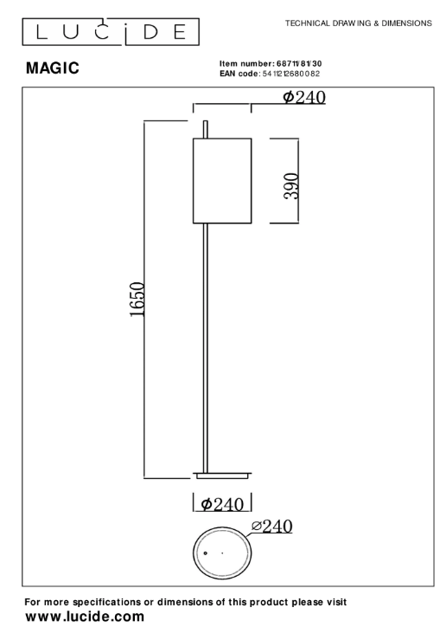 Magic gulvlampe 165cm sort, bilde 5 av 5
