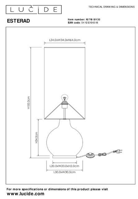 Esterad gulvlampe 100cm sort 4