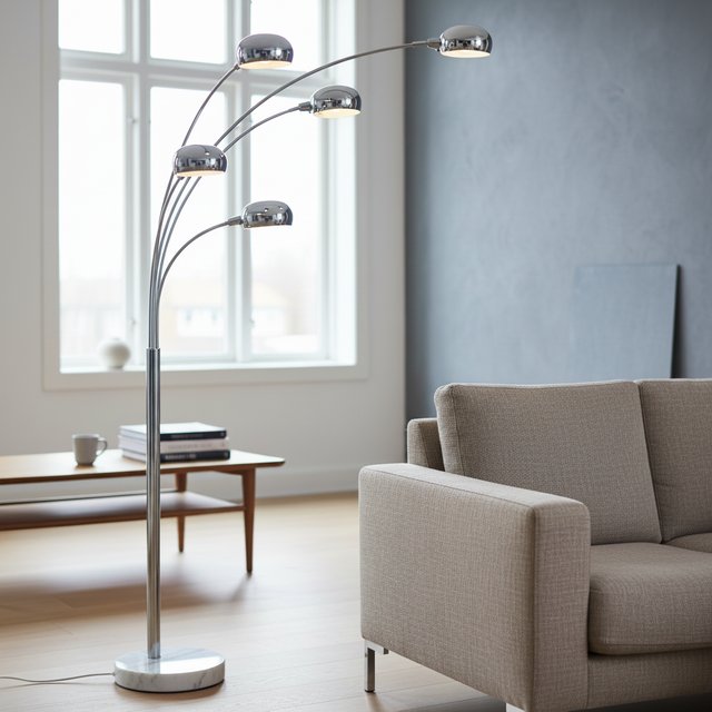 Seba gulvlampe 5lys 207cm krom 1