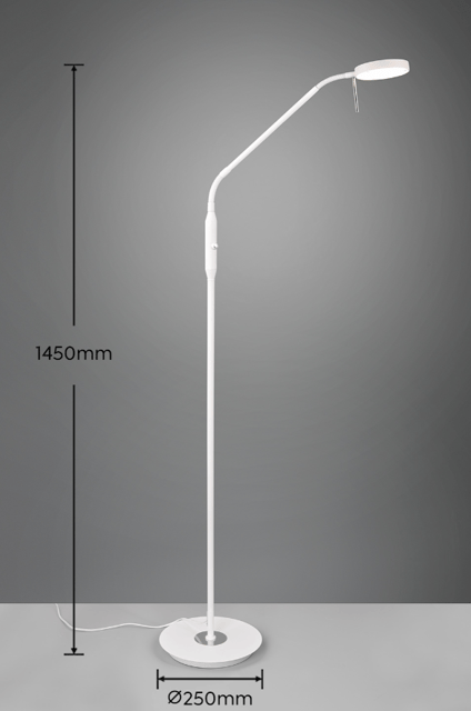 Monza LED leselampe gulv 1lys 145cm hvit, bilde 3 av 3