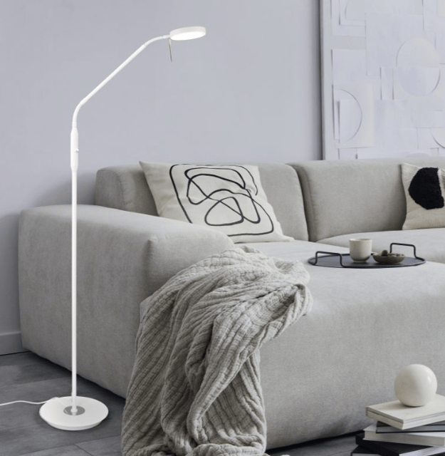 Monza LED leselampe gulv 1lys 145cm hvit, bilde 1 av 3