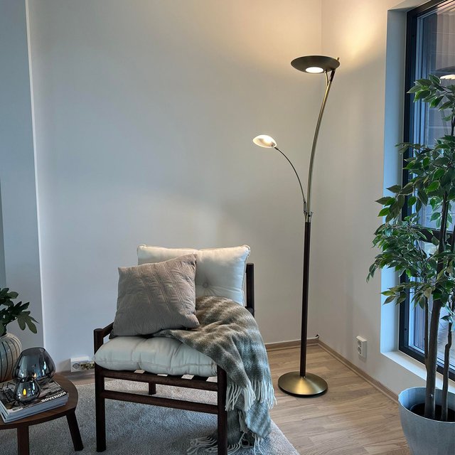 Helios LED uplight 2lys 197cm messing, bilde 3 av 13