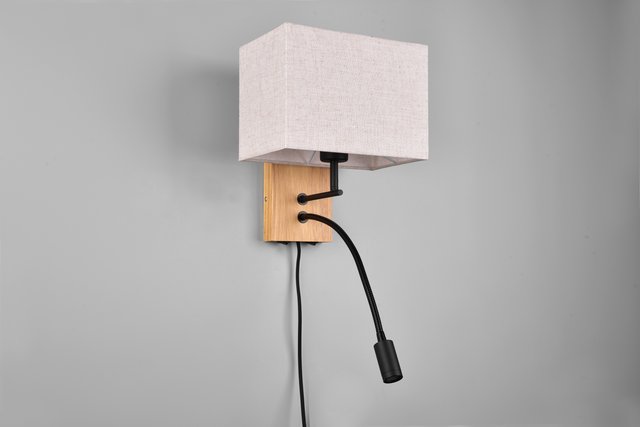 Nilam LED vegglampe m/lesearm 30cm natur 2