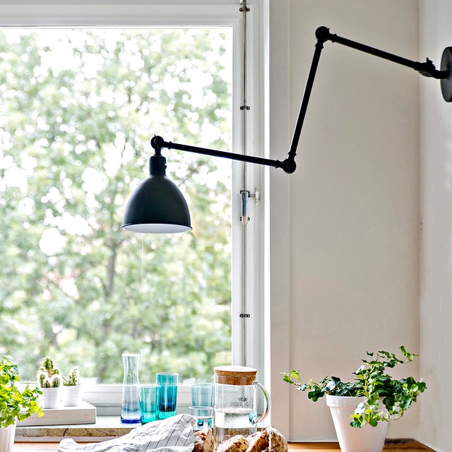Bazar vegglampe m/arm 37,5cm sort, bilde 1 av 5