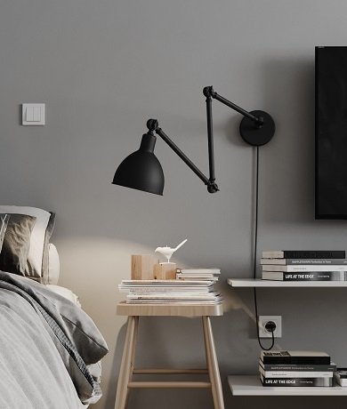 Bazar vegglampe m/arm 37,5cm sort, bilde 2 av 5