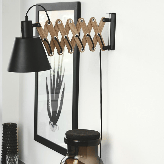 Vintage vegglampe 13cm sort 1