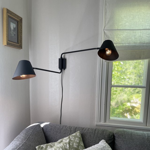 Nordic vegglampe 2lys sort 2