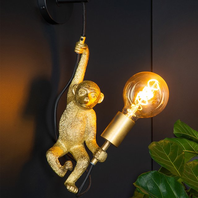 Sjimpanse vegglampe 48cm gull, bilde 1 av 4