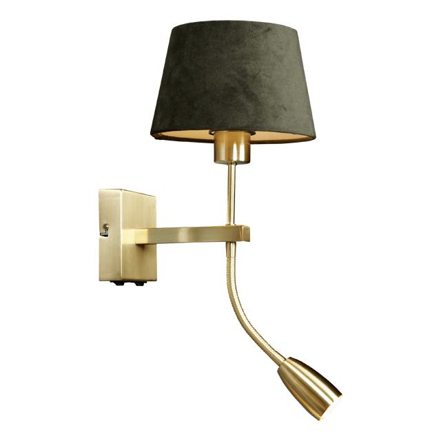 Mango vegglampe m/lesearm 40cm messing