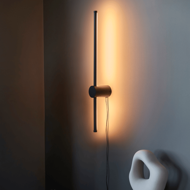 Pole LED vegglampe 60cm sort