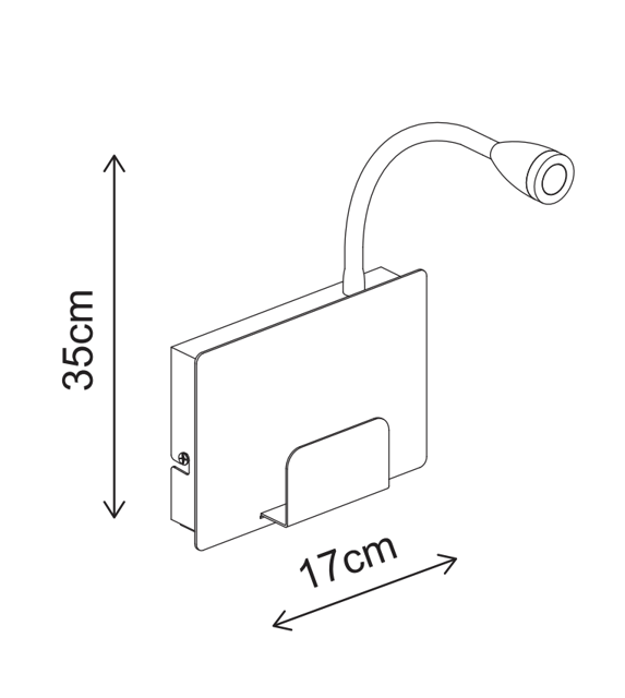 Farris LED leselampe vegg 35cm sort, bilde 7 av 7