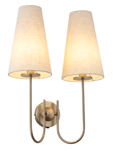 Charmante vegglampe 2lys 57cm messing, bilde 2 av 4