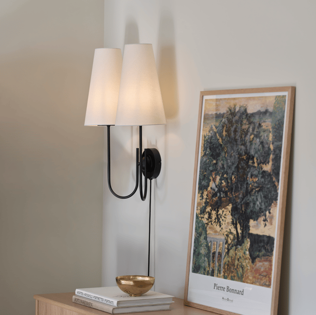 Charmante vegglampe 2lys 57cm sort 1