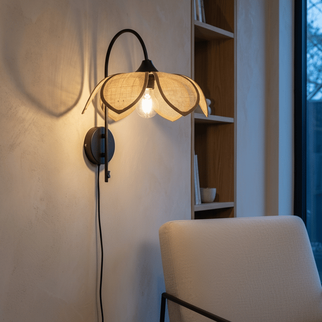Luftig Lotus vegglampe 41cm natur 1