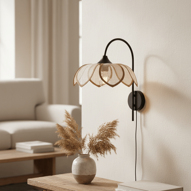 Luftig Lotus vegglampe 41cm natur 2