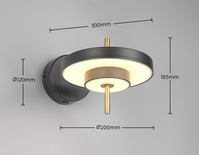 Keaton LED vegglampe 20cm sort 3