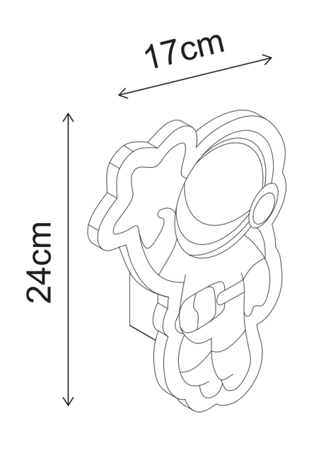 Astronaut LED vegglampe 24cm hvit, bilde 6 av 6