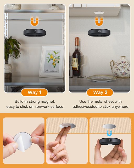 Puck LED oppladbar 3 pk. sort, bilde 6 av 7