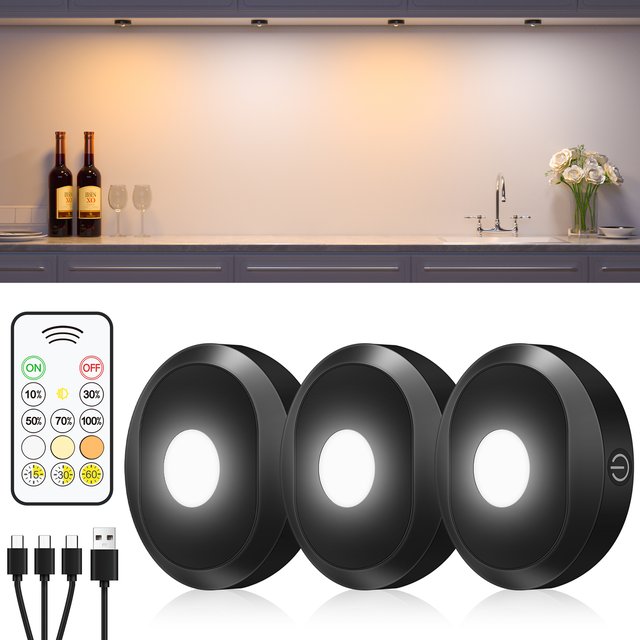 Puck LED oppladbar 3 pk. sort 2