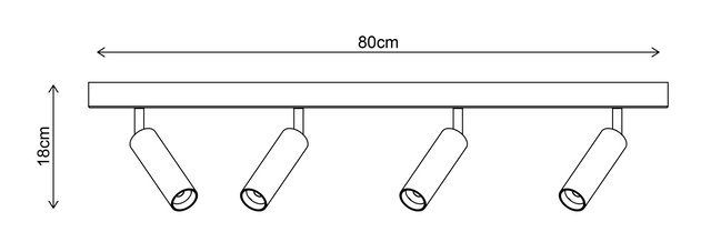 Bino LED skinne 4lys 80cm sort, bilde 5 av 6