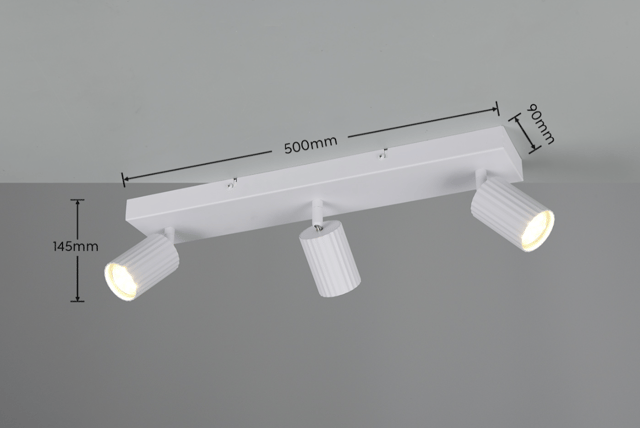 Soka skinne 3lys 50cm hvit 2