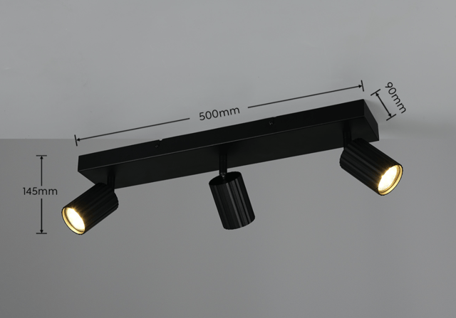 Soka skinne 3lys 50cm sort 2