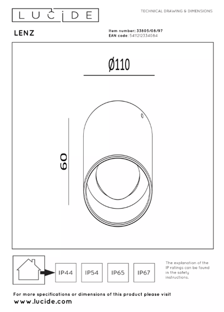 Lenz utelampe takspot 10cm brun, bilde 2 av 2