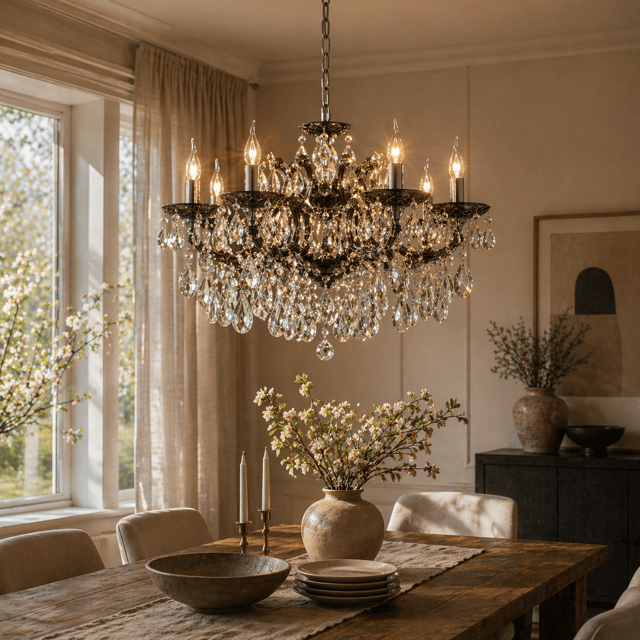 Hawk taklampe lysekrone 9lys 75cm krystall 1