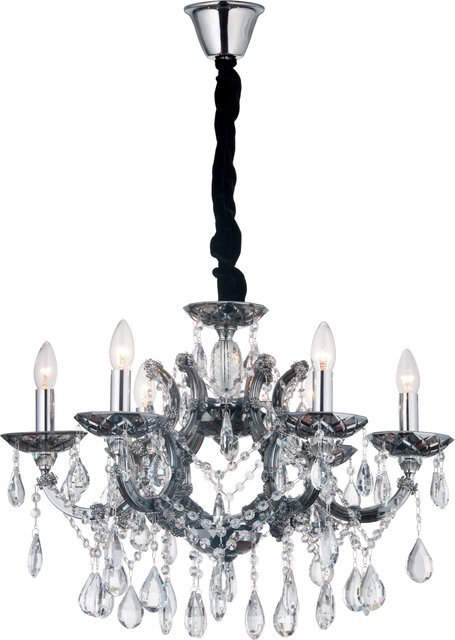 Hawk taklampe lysekrone 6lys 65cm krystall 3