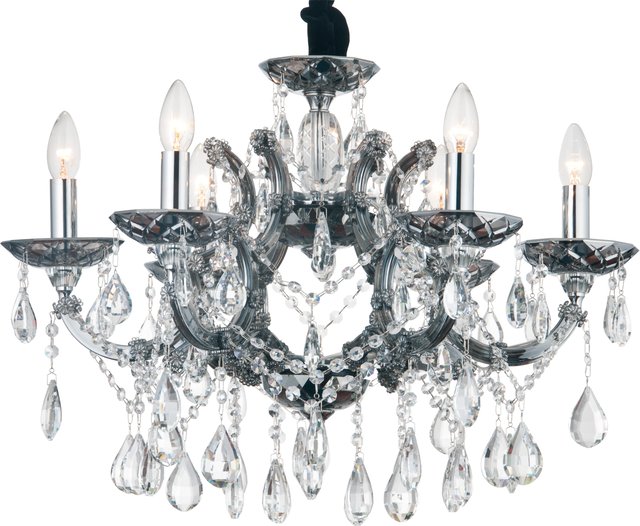 Hawk taklampe lysekrone 6lys 65cm krystall 4