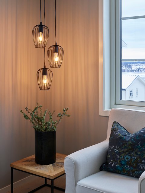 Newtown taklampe rondell 3lys 38cm sort 2