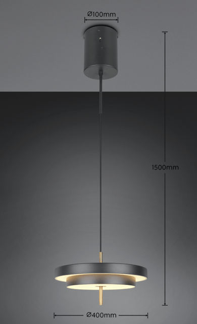 Keaton LED taklampe 40cm sort 3