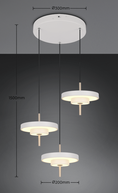 Keaton LED taklampe rondell 3lys 45cm grå 4