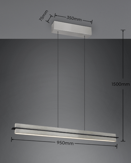 Emerson LED taklampe 95cm stål, bilde 3 av 5