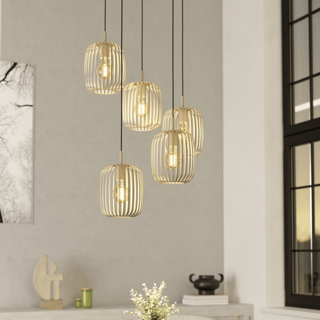 Romazzina taklampe rondell 5lys 50cm beige 1