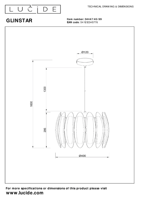 Glinstar taklampe 40cm flerfarget, bilde 5 av 5