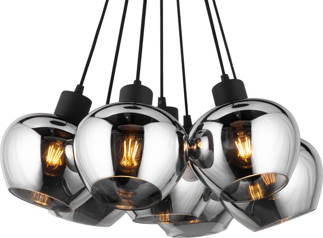 Kelly taklampe rondell 7lys 350cm oppheng smoke, bilde 2 av 6