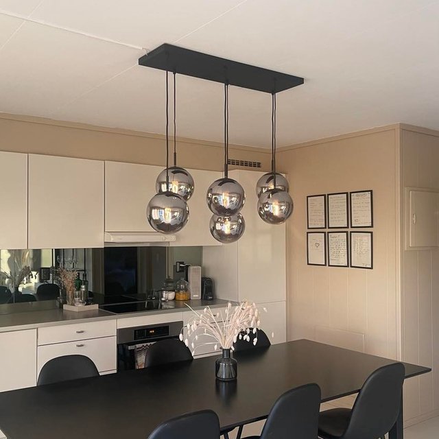 Ball taklampe rektangel 6lys 350cm oppheng smoke, bilde 1 av 3