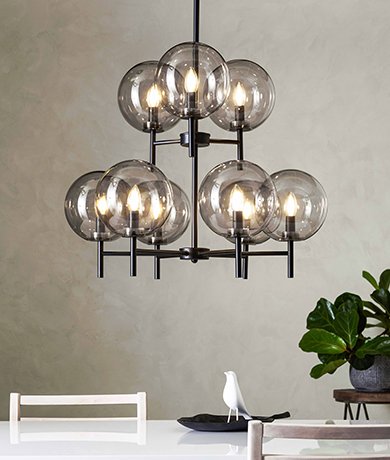 Crown taklampe 9lys smoke, bilde 2 av 3