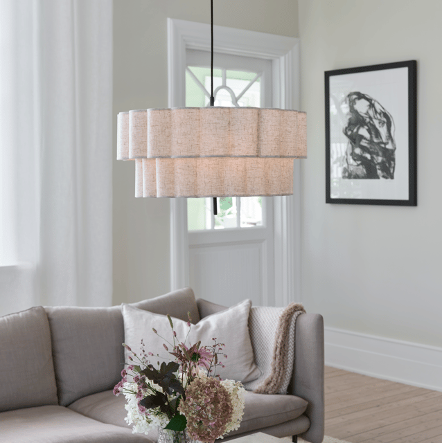 Flower taklampe 55cm beige 1