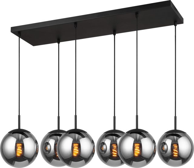 Ball taklampe rektangel 6lys 90cm smoke, bilde 7 av 10