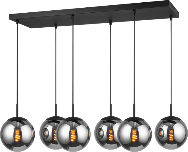 Ball taklampe rektangel 6lys 90cm smoke, bilde 9 av 10