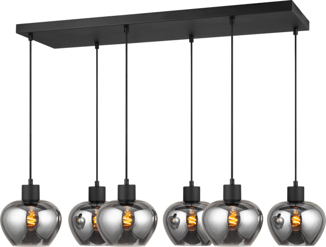 Kelly taklampe rektangel 6lys 90cm smoke, bilde 6 av 8