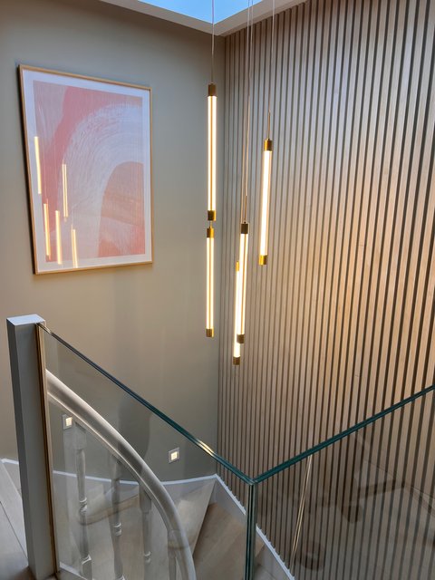 Tube taklampe rondell 5lys 35cm gull, bilde 5 av 10