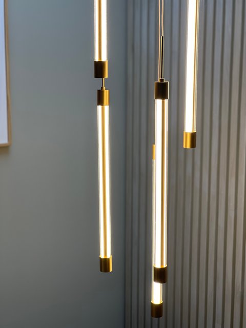 Tube taklampe rondell 5lys 35cm gull 3